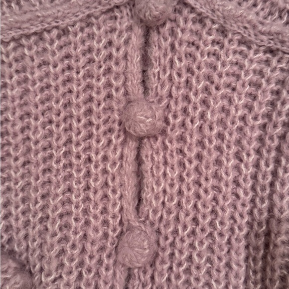 All in Favor Shaker Stitch Crop Knit V-Neck Cardigan Lavender - Picture 5 of 8